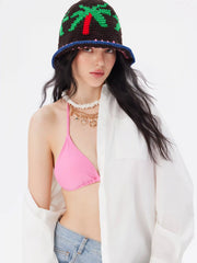 COCONUT TREE KNITTED BUCKET HAT