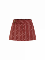 Textured Low Rise Tile A-line Mini Skort