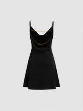 Cowl Neck Backless Chain Ruched Detail Cami Mini Dress