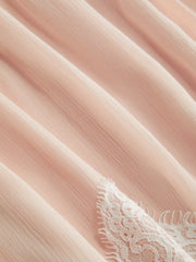 Textured Chiffon Colorblock Square Neck Lace Panel Oversized Flared Maxi Dress