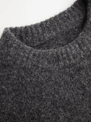 Round Neck Solid Knitted Top With Pom-poms