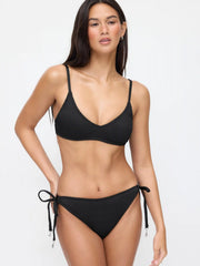 Scoop Neck Half cup Triangle Tie Side Bikini Set With Star&Moon Charms