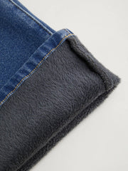 High Stretch Cider Denim Fleece-lined High Rise Wide Leg Jeans