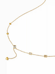 HEART & RHINESTONE Y-SHAPED NECKLACE