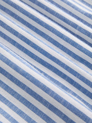 Cotton-blend Collar Solid Striped Knotted Roll-up Sleeve Jumpsuit