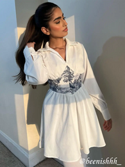 Toile de Jouy Patchy Shirt Dress