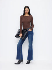 Textured Round Neckline Button Bodysuit