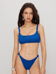Texture U-neckline Bracelet Cheeky Bikini Set