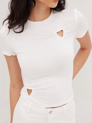 Round Neckline Heart Cut Out Top