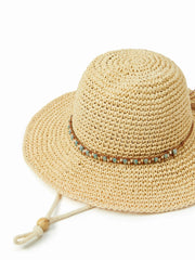GEMSTONE DECOR LACE-UP STRAW HAT