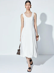 Scoop Neck Draped Bubble Hem Maxi Dress