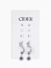6 PAIRS KNOT & BUTTERFLY GEMSTONE EARRINGS SET