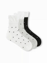 3 PAIRS POLKA DOT LACE TRIM CREW SOCKS
