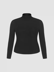 Solid High Neck Jersey Long Sleeve Tee Curve & Plus