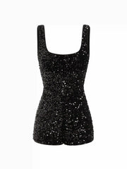 Sequin Square Neck Micro Romper