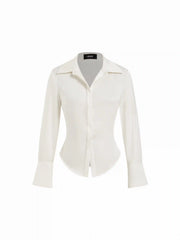 Satin Collar Long Sleeve Shirt