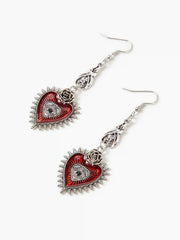 Eye Pattern Rosette Decor Heart Shaped Hoop Earrings