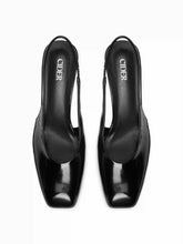 SQUARE TOE SLINGBACK CHUNKY HEELS