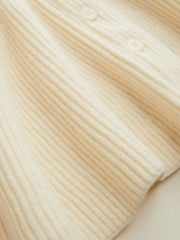 Knit Collar Long Sleeve Ruffle Hem Cinched Waist Button Cardigan