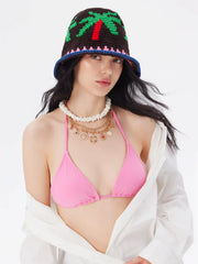 COCONUT TREE KNITTED BUCKET HAT