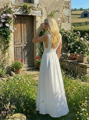 V-neck Ruffle Backless Maxi Dress