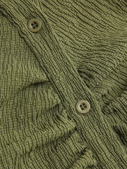 Solid Texture Collar Crop Top