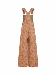 Cotton-blend Floral Jacquard Straight Leg Jumpsuit