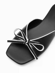 BOWKNOT SQUARE TOE SANDALS