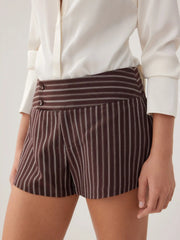 Mid Rise Stripe Wrap Shorts