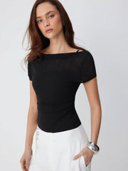 High Stretch Off-shoulder Ruched Bodysuit