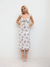 Lace Floral Knotted Ruffle Midi Dress