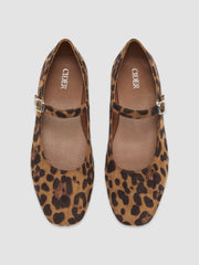 LEOPARD PRINT FAUX SUEDE MARY JANE FLATS