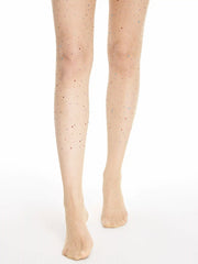 Rhinestone Decor Fishnet Tights