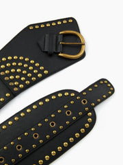 STUDDED DECOR WIDE BUCKLE CORSET BELT