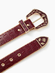 CROCODILE PATTERN ENGRAVED BUCKLE BELT