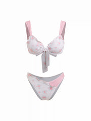 Sweetheart Floral Gingham Ruffle Underwire Bikini Set