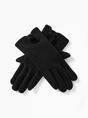POM POM DECOR FLEECE-LINE GLOVES