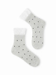 3 PAIRS POLKA DOT LACE TRIM CREW SOCKS