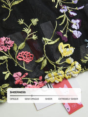 Mesh V-neck Floral Embroidery Crop Cami Top