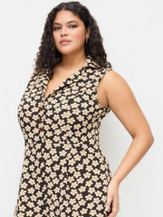 Collar Floral Wide Leg Jumpsuit Curve & Plus