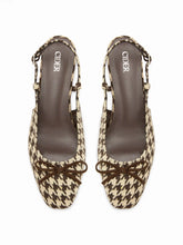 HOUNDSTOOTH & BOWKNOT SLINGBACK FLATS