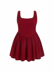 Square Neck Ruffle Mini Dress Curve & Plus