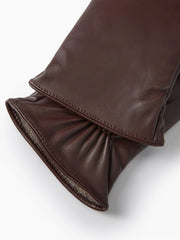FAUX LEATHER FLEECE-LINED FUZZY GLOVES