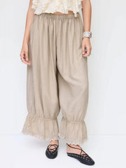 Low Rise Lace Ruffled Oversized Barrel-leg Trousers