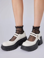 LACE TRIM MESH CREW SOCKS