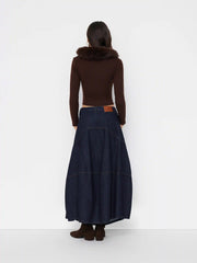 Cider Denim Low Rise Button Maxi Skirt