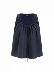Linen-blend Tie-front Sleeveless Blouse