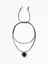 HEART FAUX LEATHER ADJUSTABLE PENDANT NECKLACE