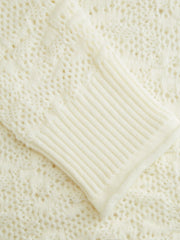 Knit Wool-blend Off-shoulder Hollow Out Oversized Longline Top