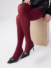 Women's Fashion-Forward Ribbed Tights with Textured Knit & Flattering Fit